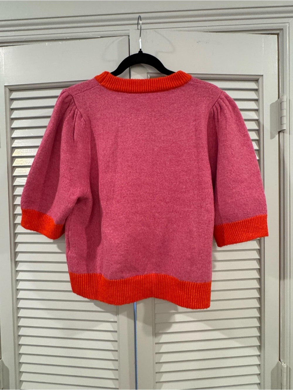 THML Pink Short-Sleeve Crew Sweater with Orange Trim - Picture 4 of 6